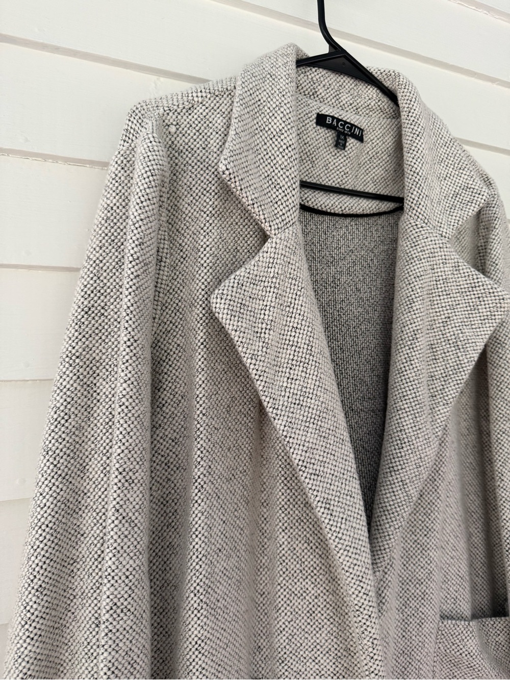 Baccini | Open Front Knit Cardigan Jacket 1X Black White Textured Sweater Coat - Picture 2 of 6